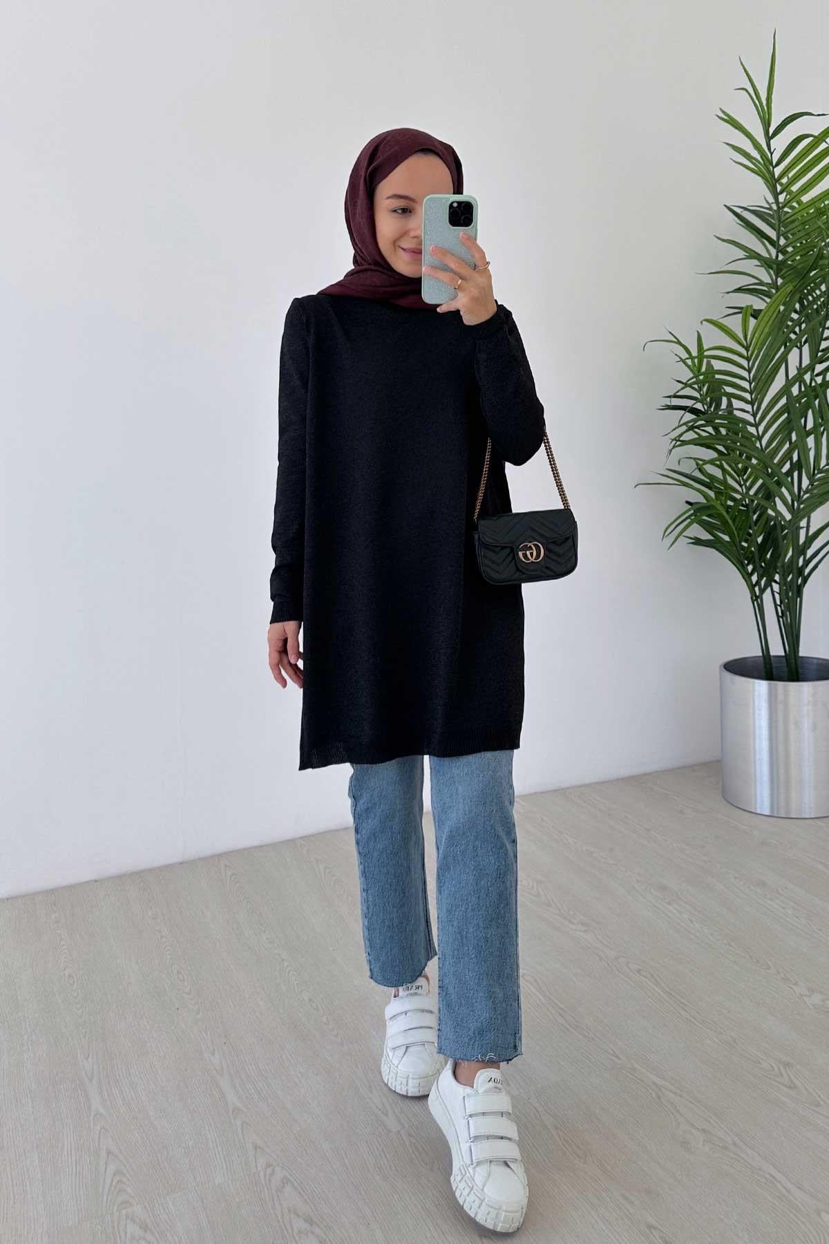 Basic Merserize Tunik - Siyah