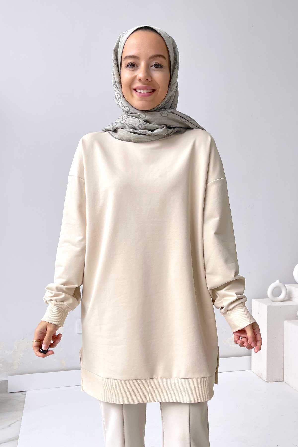 Basic Sweatshirt - Bej
