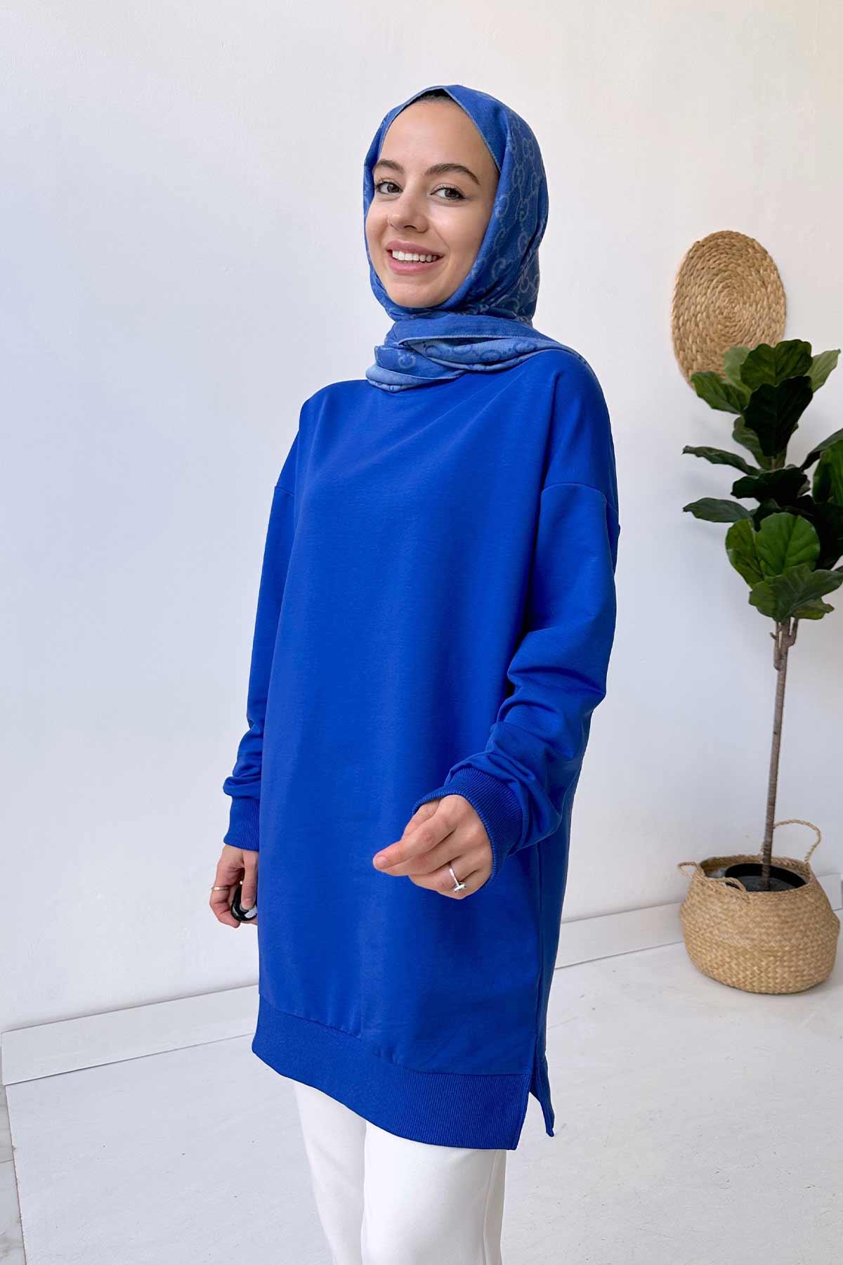 Basic Sweatshirt - Saks Mavi