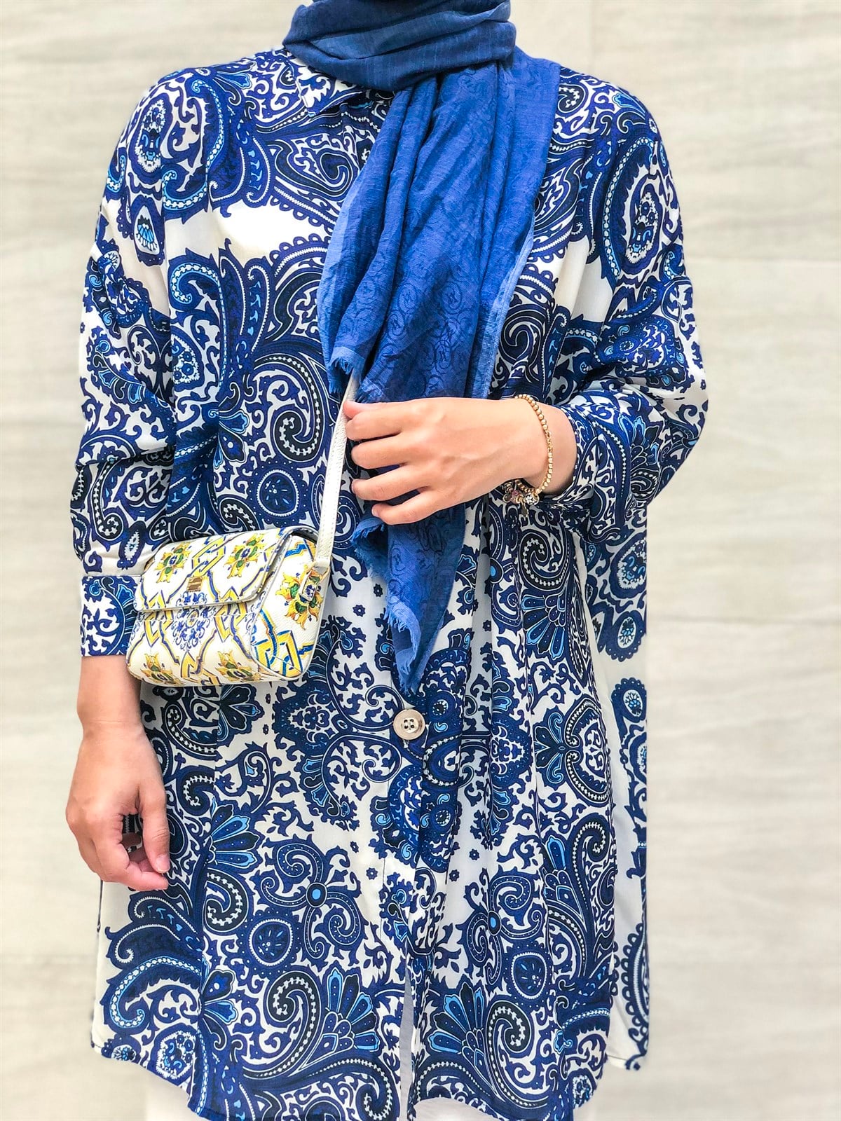 Desenli Mavi Tunik
