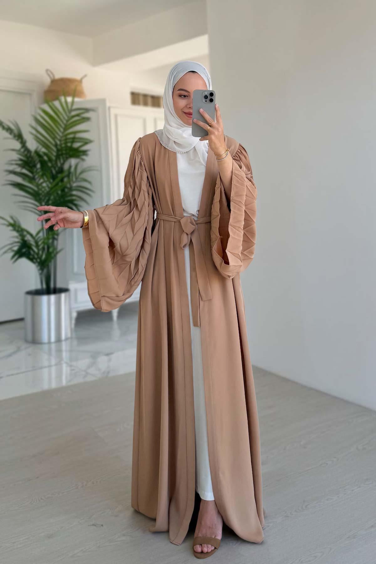 İspanyol Kol Cepli Abaya - Bej