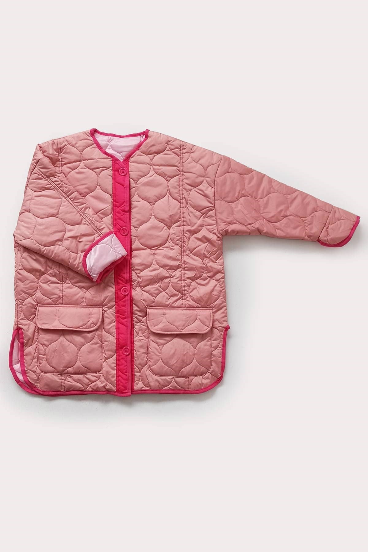 Kapitone Şişme Mont - Pembe