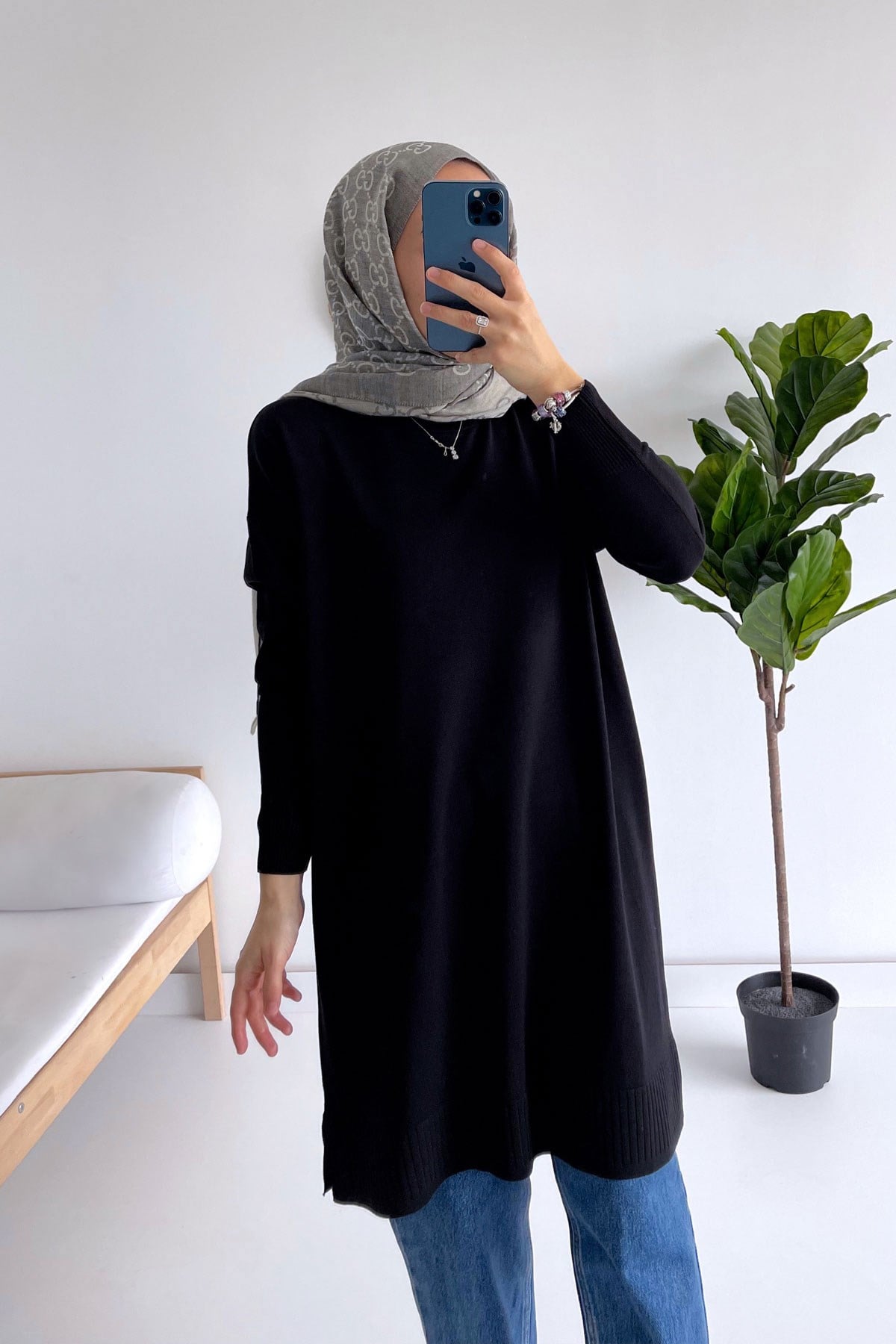 Line Merserize Tunik - Siyah