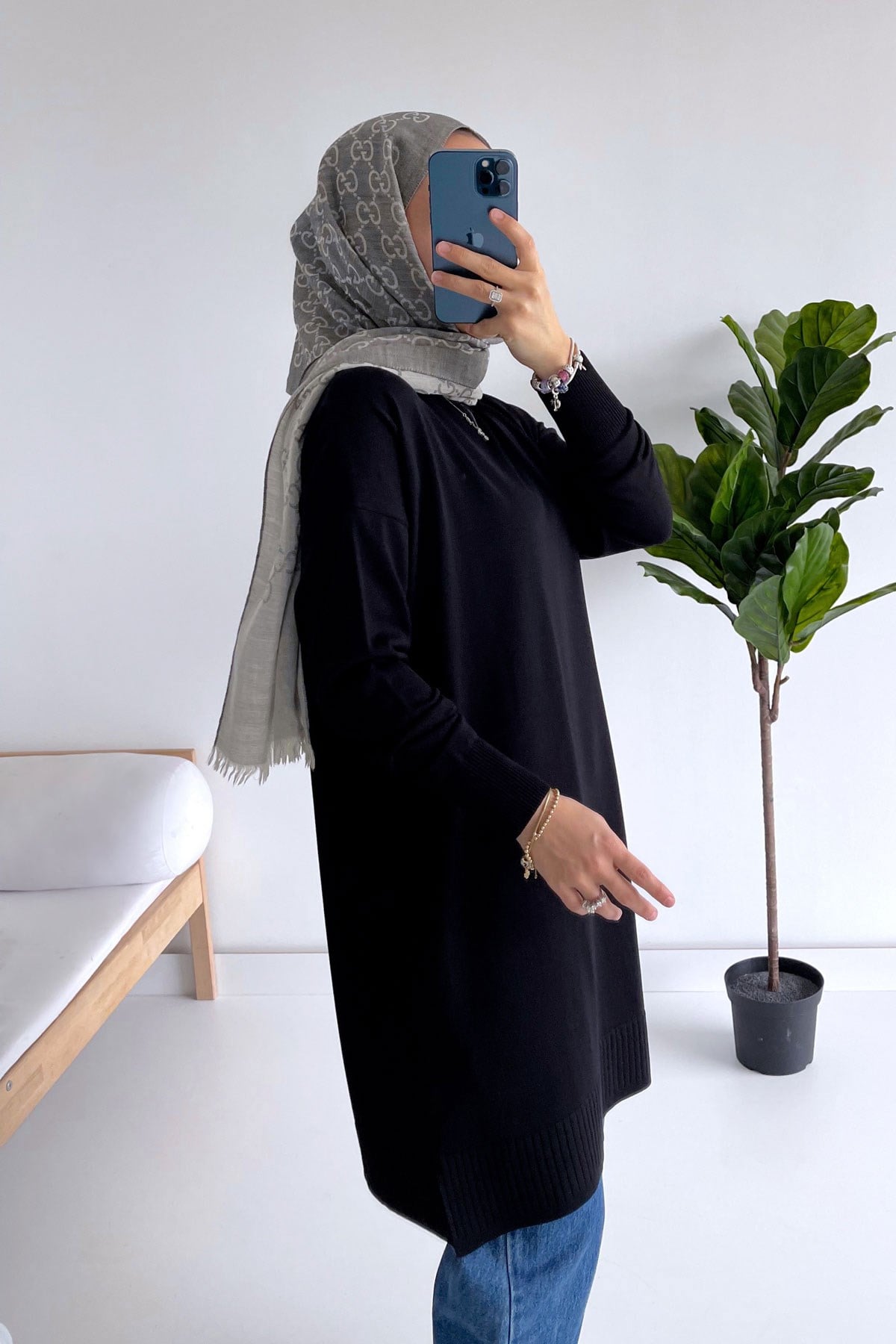 Line Merserize Tunik - Siyah