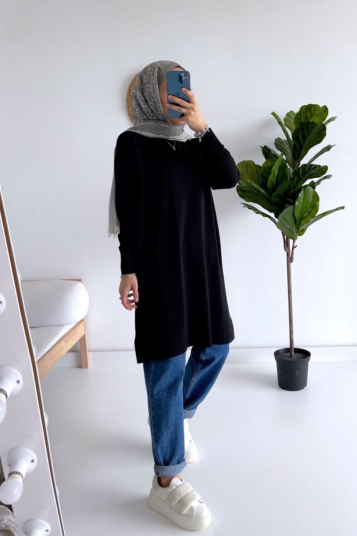 Line Merserize Tunik - Siyah