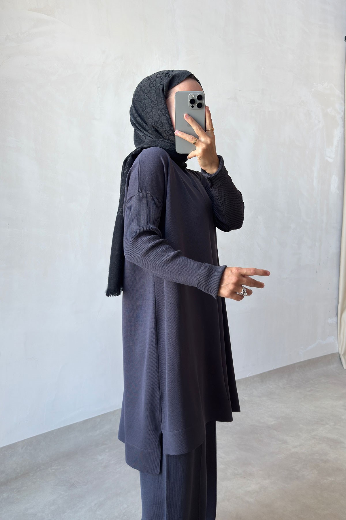 Mira Merserize Tunik - Füme