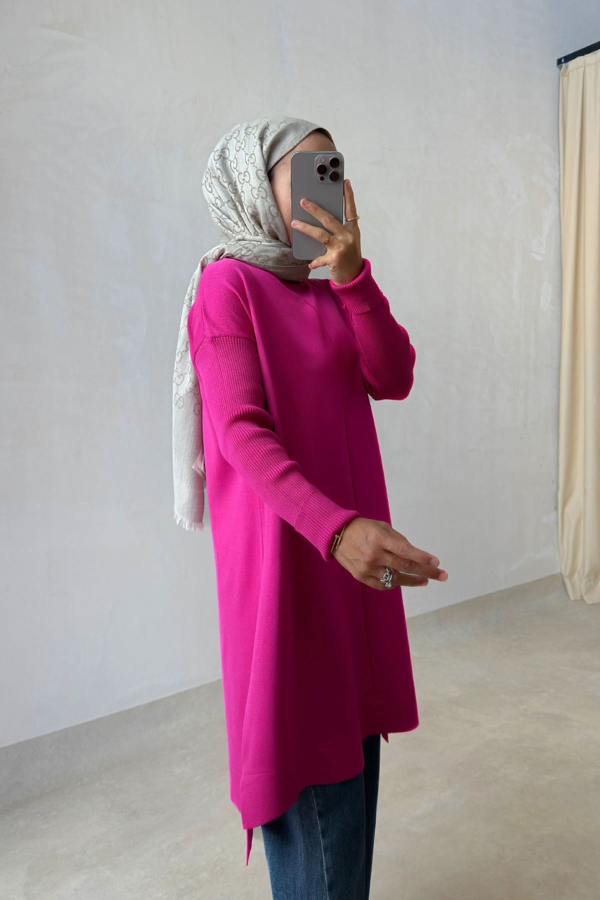 Mira Merserize Tunik - Fuşya