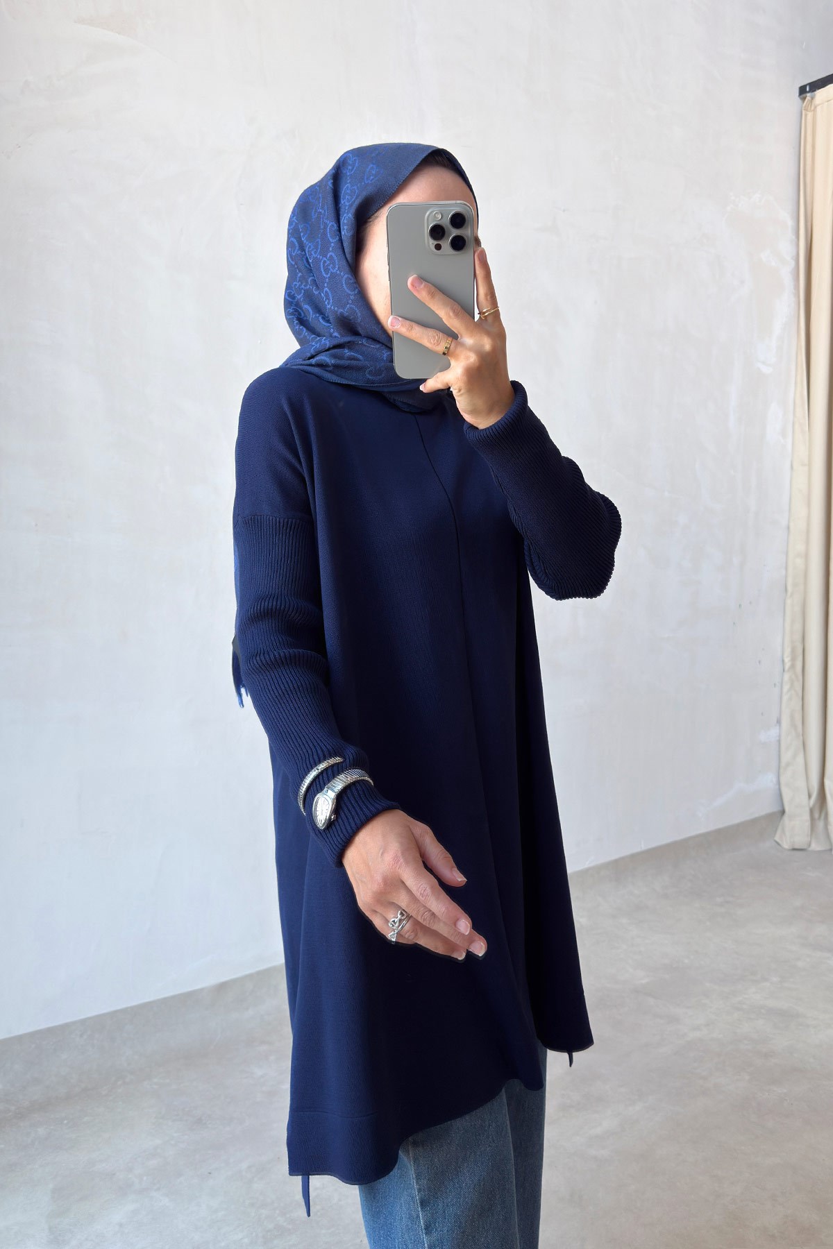 Mira Merserize Tunik - Lacivert