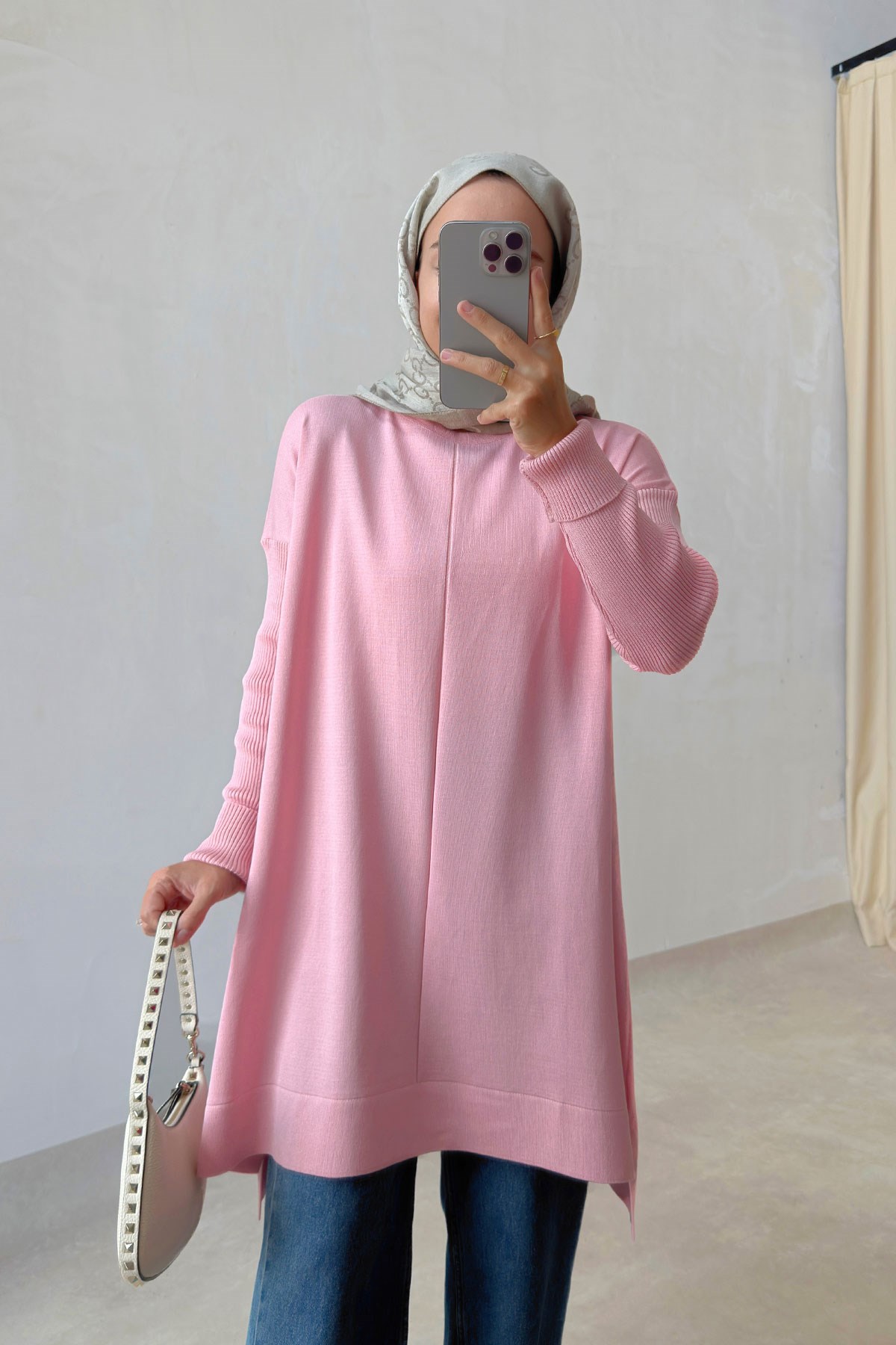 Mira Merserize Tunik - Pembe