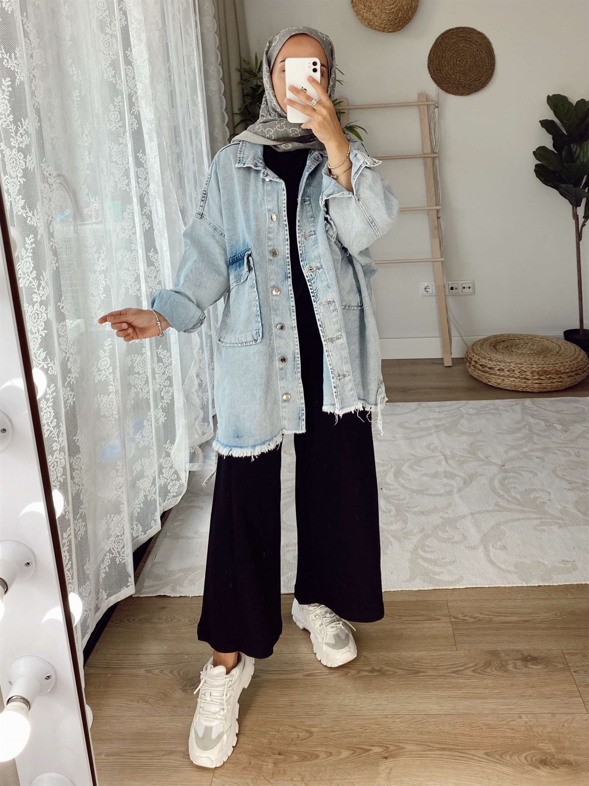 Oversize Kot Ceket - Açık Mavi