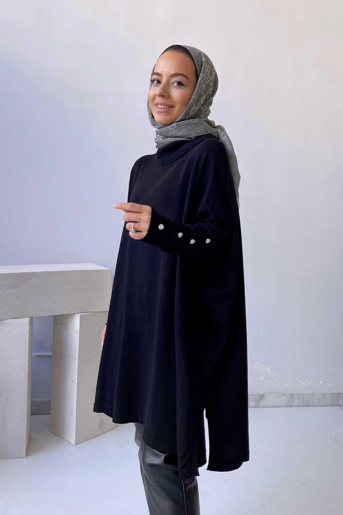 Oversize Merserize Tunik - Siyah