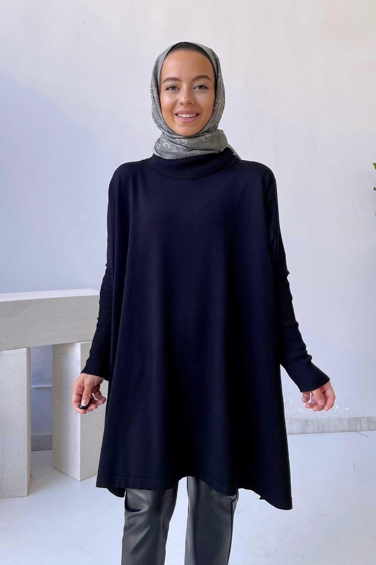 Oversize Merserize Tunik - Siyah