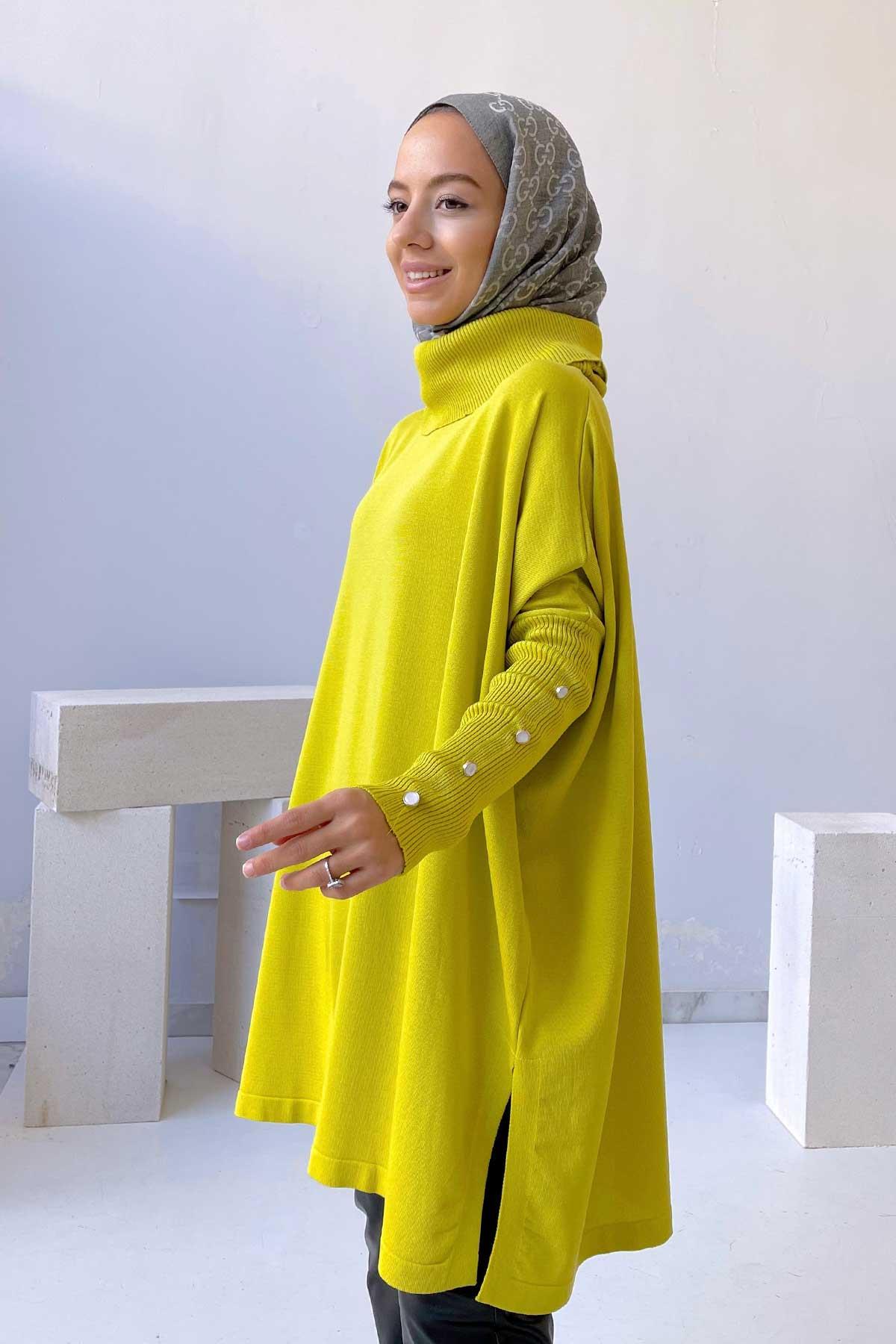 Oversize Merserize Tunik - Yağ Yeşili