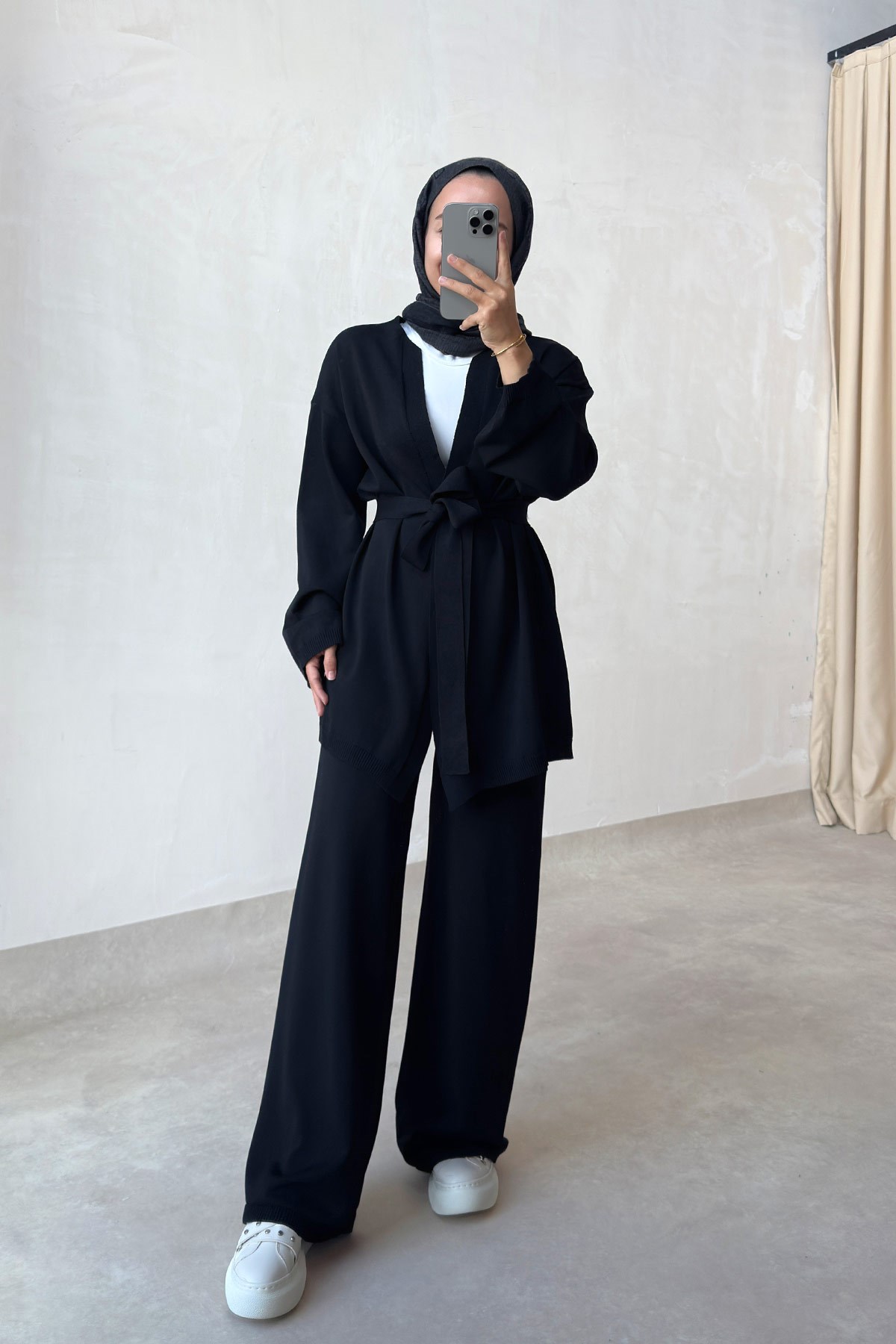 Premium Hırkalı Rayon Takım - Siyah