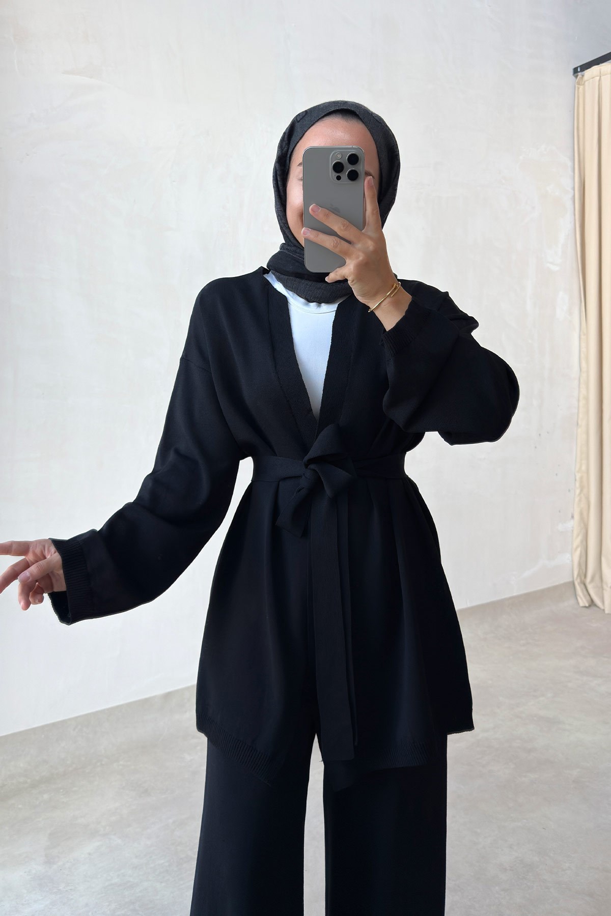 Premium Hırkalı Rayon Takım - Siyah