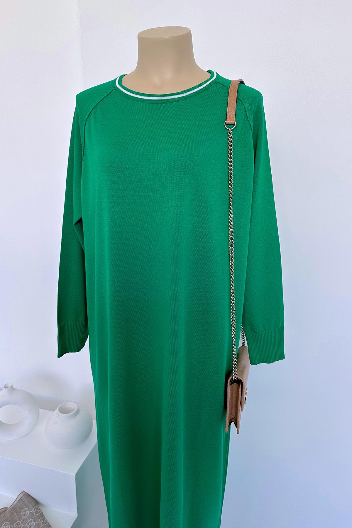 Reglan Merserize Elbise - Yeşil