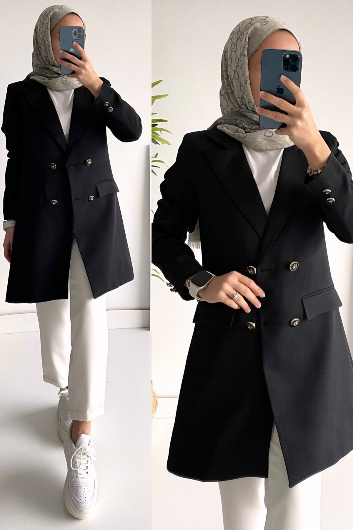 Uzun Blazer Ceket - Siyah