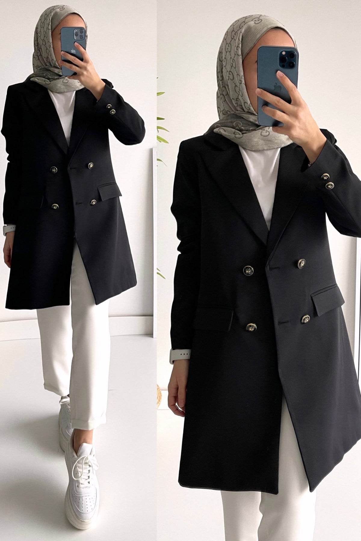 Uzun Blazer Ceket - Siyah