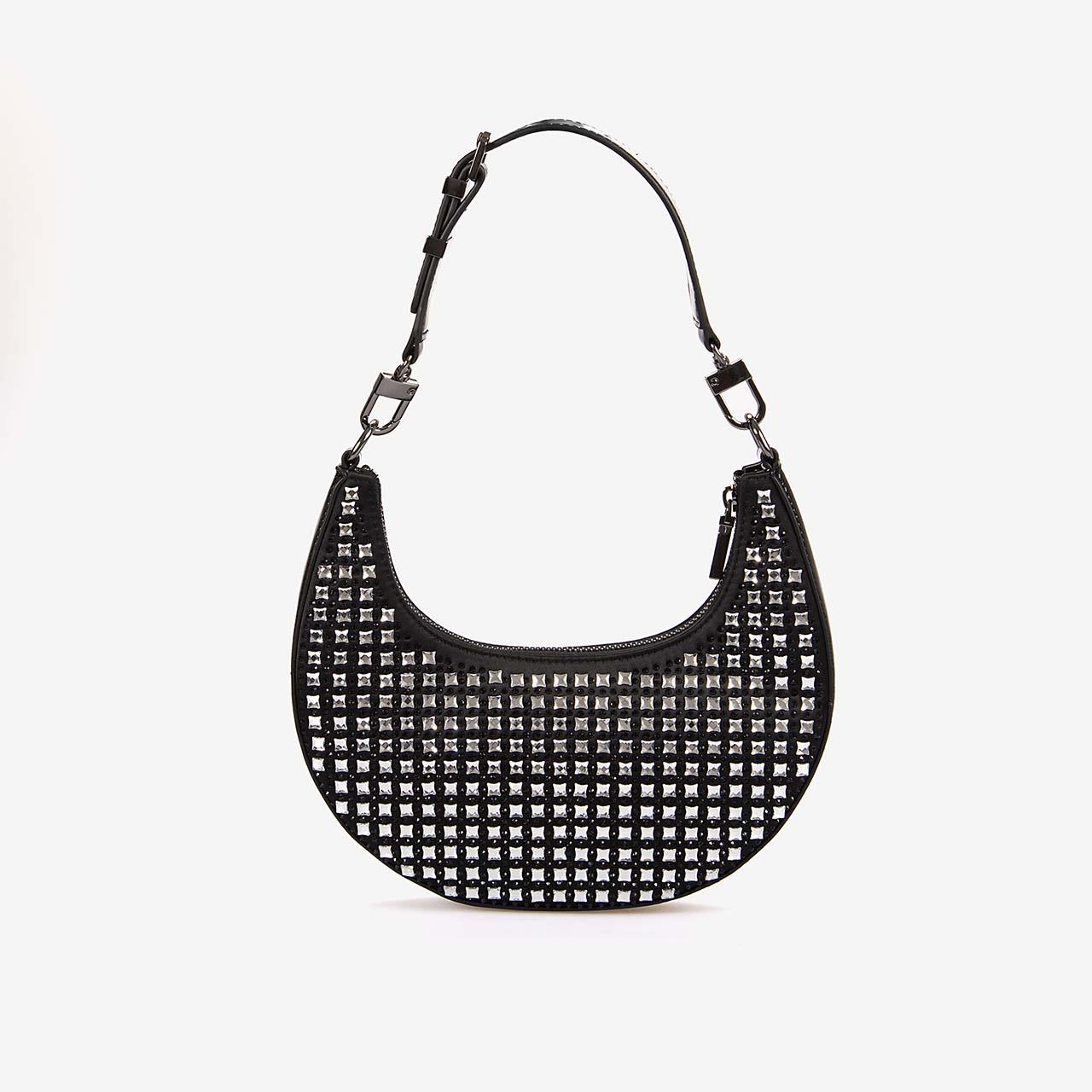 Guess Kadın Siyah Lua Zımba Detaylı Hobo Çanta HWIM9205010