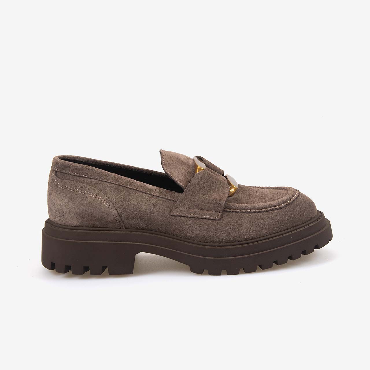 Hawen Angels Kadın 4cm Kauçuk Tabanlı Hakiki Süet Deri Loafer Ayakkabı 8103