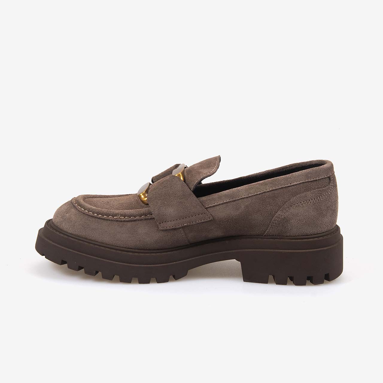 Hawen Angels Kadın 4cm Kauçuk Tabanlı Hakiki Süet Deri Loafer Ayakkabı 8103