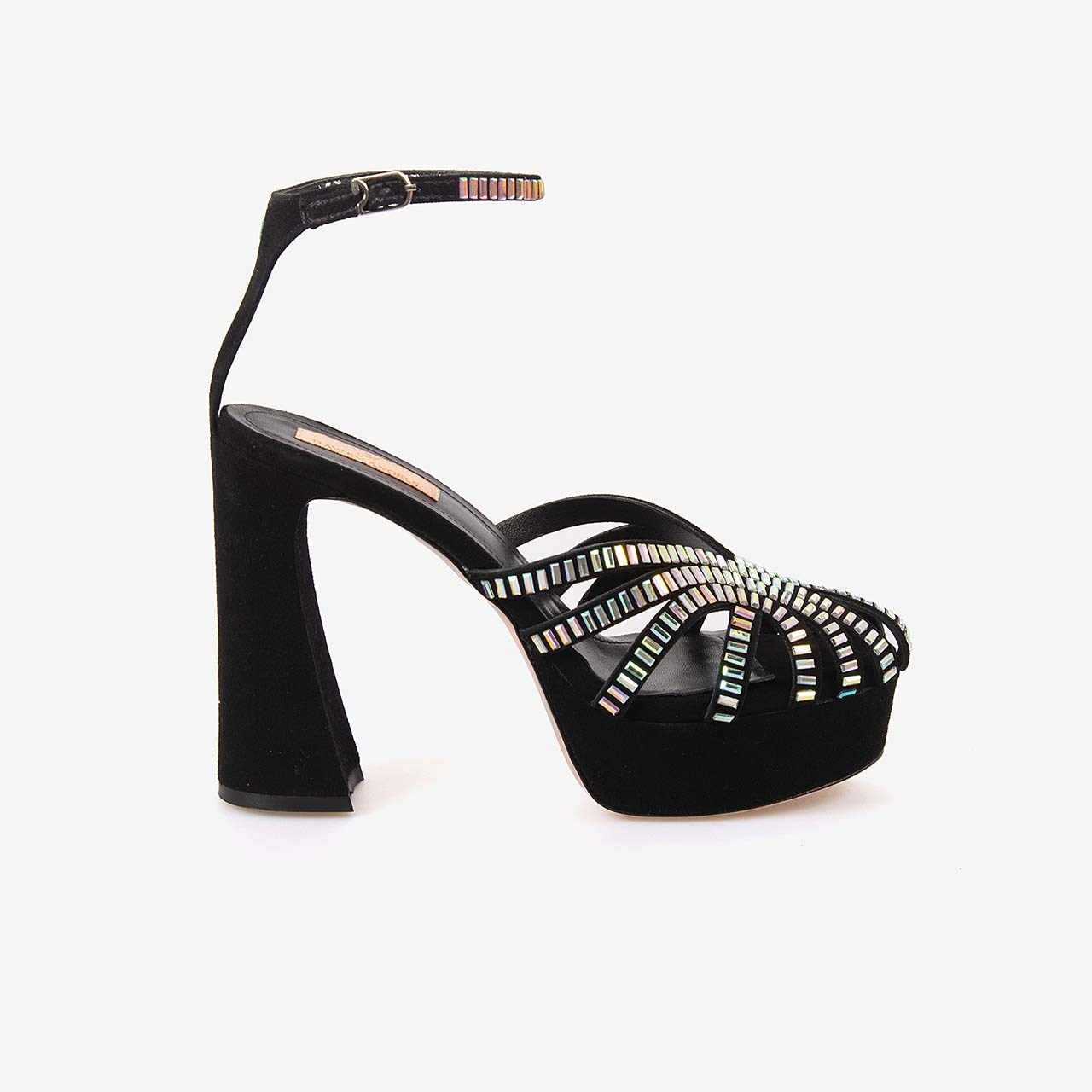 Hawen Angels Kadın Kösele Taban Süet 12,5cm Taşlı Platform Topuklu Ayakkabı 380-68