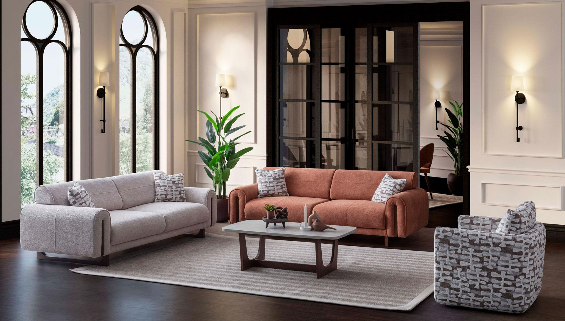 GALA MALAGA 3+3+1 KOLTUK TAKIMI-DESENLİ DÖNER TEKLİ KOLTUKLİModern Koltuk Takımı