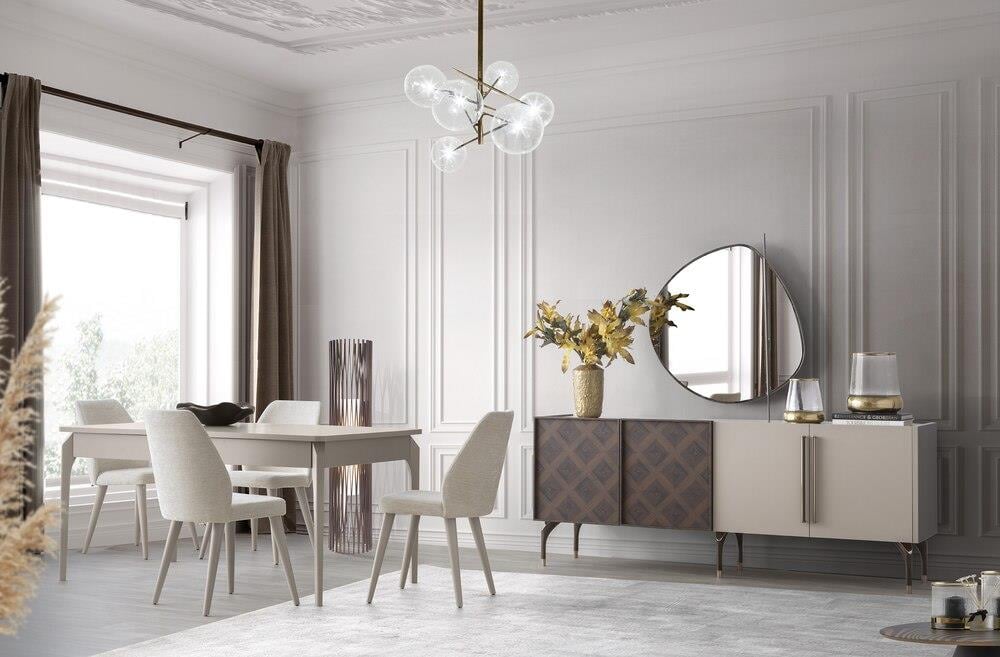 Vize Rower Yemek Odası Takımı-(6 Ad.Sand+Ünite Dahil)Modern Yemek Odası Takımı