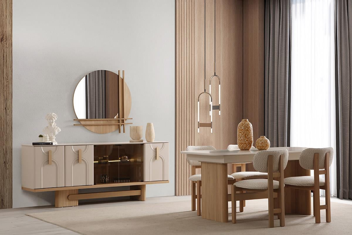 ROLL BIANCO YEMEK ODASI TAKIMI(ÜNİTE DAHİL)Modern Yemek Odası Takımı