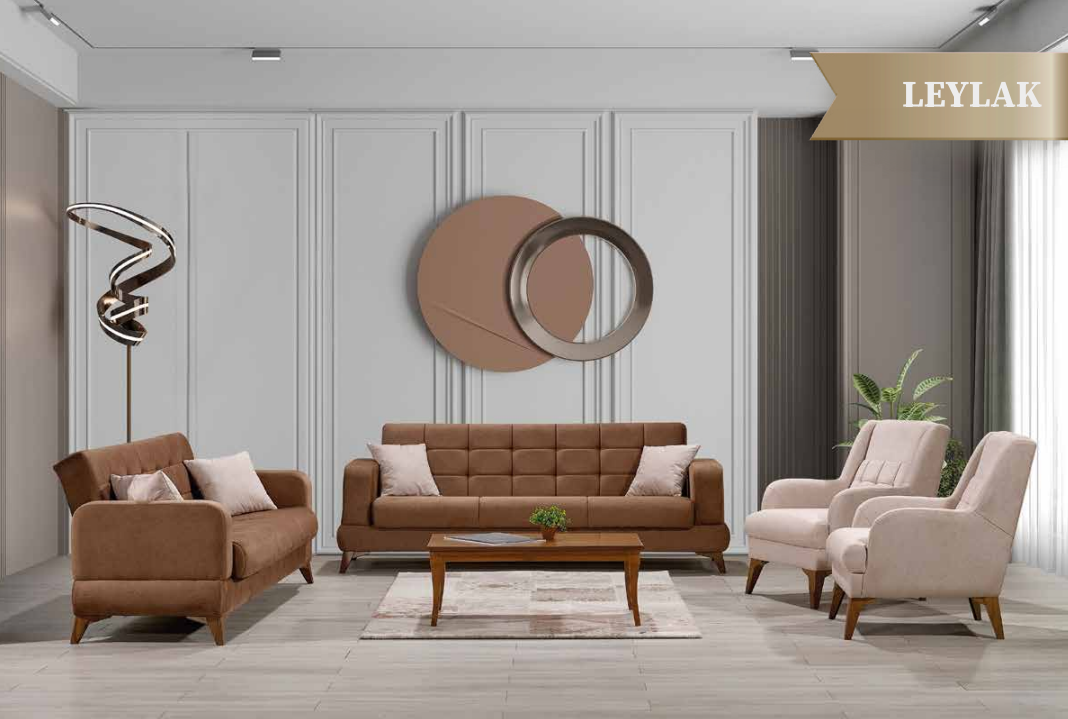 Döşek Leylak 3+3+1 Koltuk Takımı (2 3lü RHT516 Kahve+Tekli RHT 515 Bej)KOLTUK TAKIMI