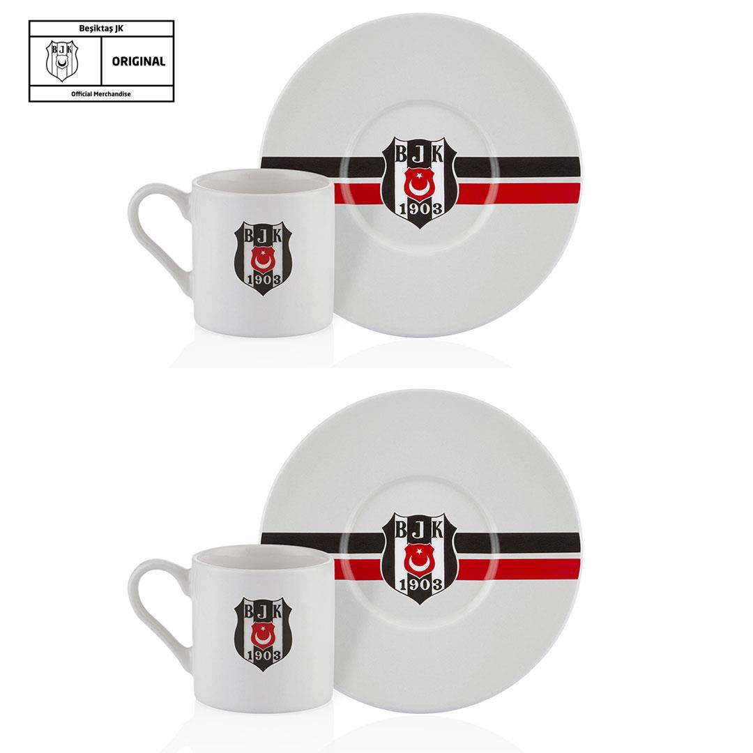 Neva N3423 Beşiktaş Çizgili 2'Li Kahve Fincan TakımıÇay ve Kahve Takımları