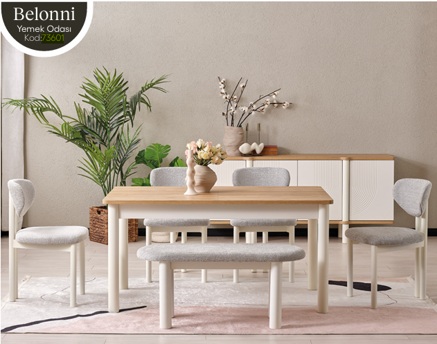 EVİSSA BELONNİ 73601 BENCLI YEMEK ODASI TAKIMI(ÜNİTESİZ)Modern Yemek Odası Takımı
