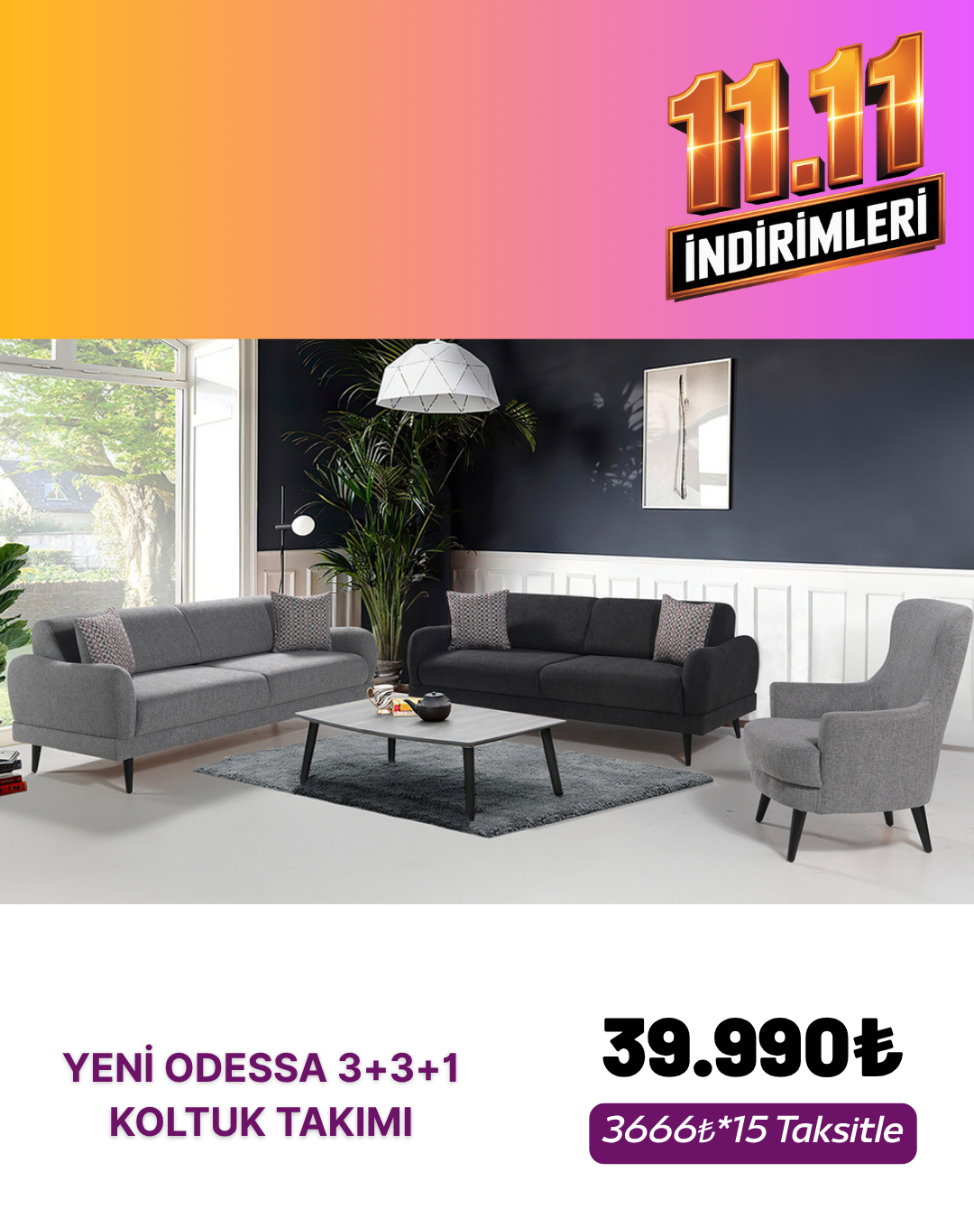 ENTİ YENİ ODESSA 3+3+1 KOLTUK TAKIMI(2 3LÜ SANTANA 05 BEJ+TEKLİ MARİMAR 04)-SKKOLTUK TAKIMI