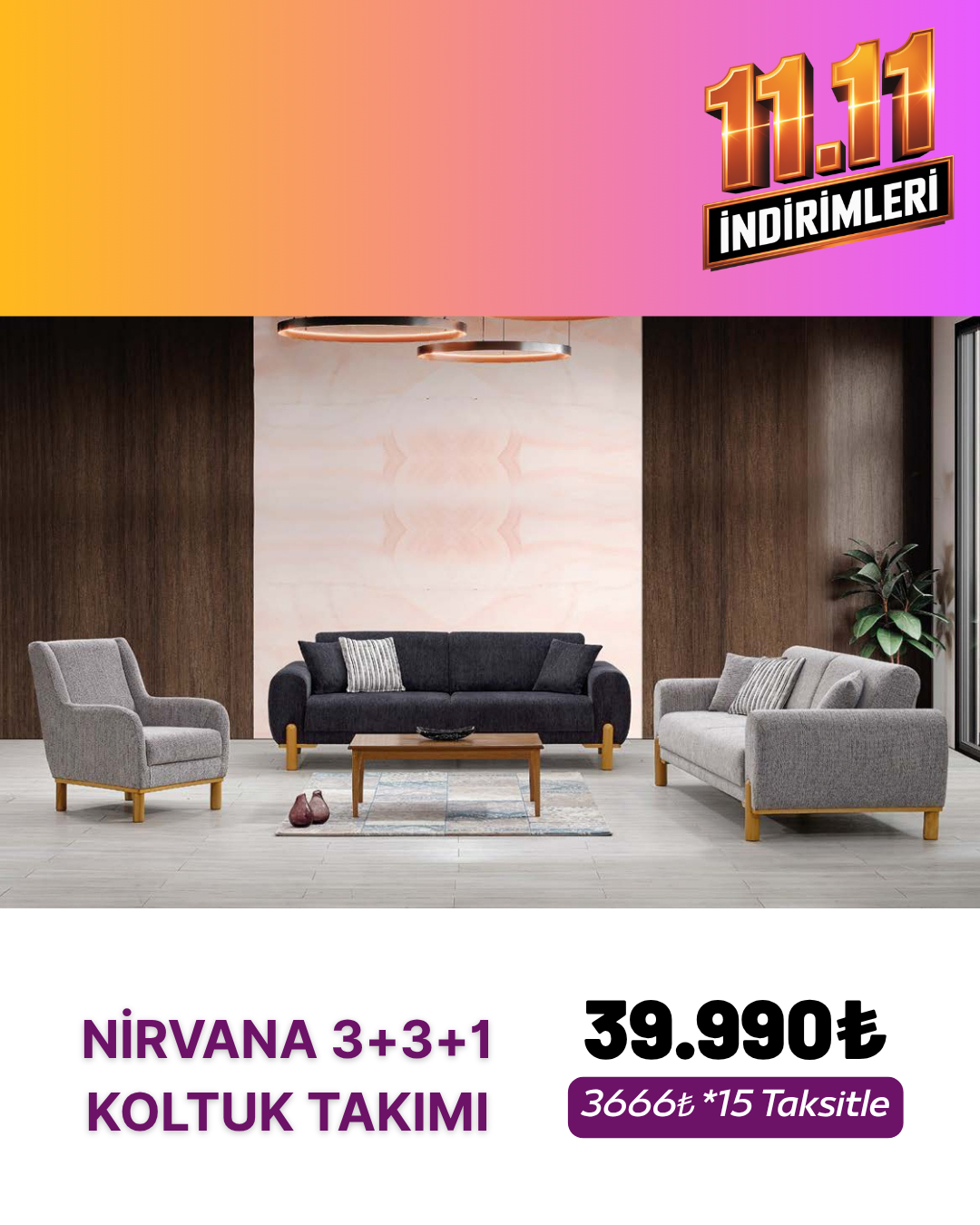 Döşek Nirvana 3+3+1 Koltuk TakımıModern Koltuk Takımı