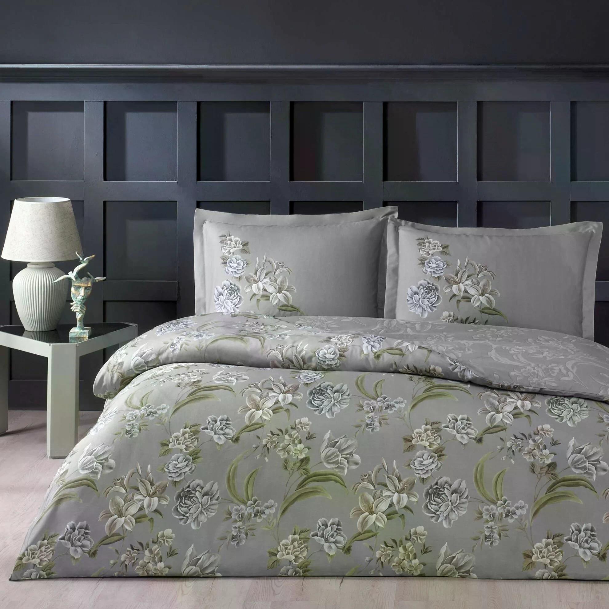 Taç 3254 Saten Çift Kişilik Nevresim Takımı Elodıe GrıNEVRESİM TAKIMI Ç.K