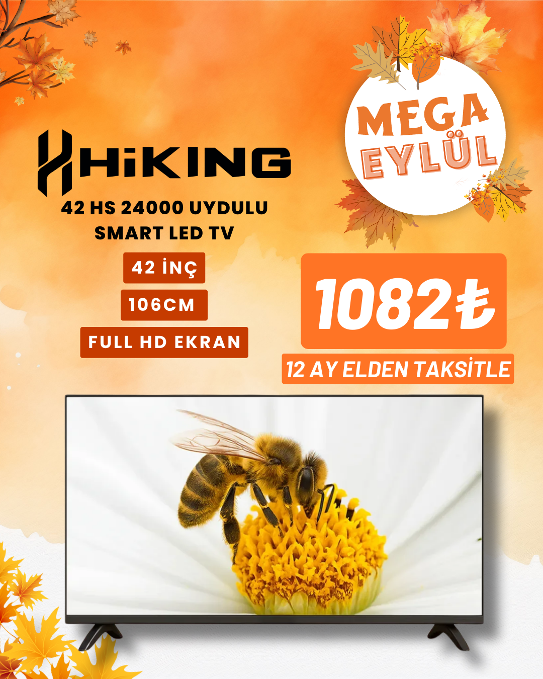 HİKİNG 42 HS 24000 UYDULU SMART LED TVTELEVİZYON