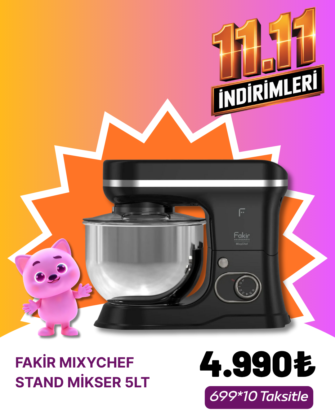 Fakir Mixychef Stand Mikser 5 Lt. - SiyahStand Mikser