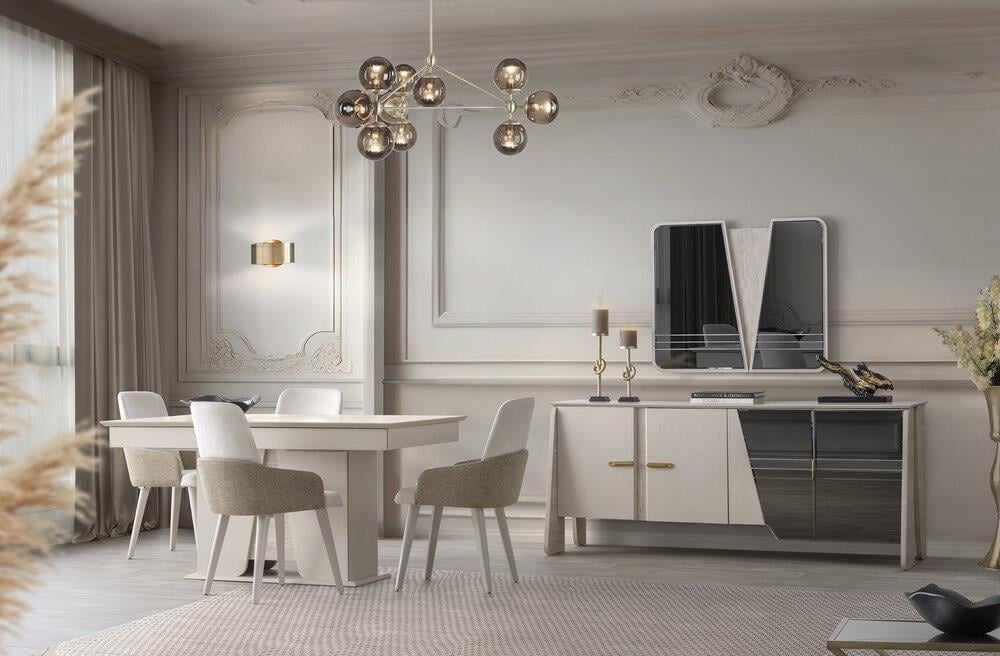 Vize Madrid Yemek Odası Takımı-(6 Ad.Sand+Ünite Dahil)Modern Yemek Odası Takımı