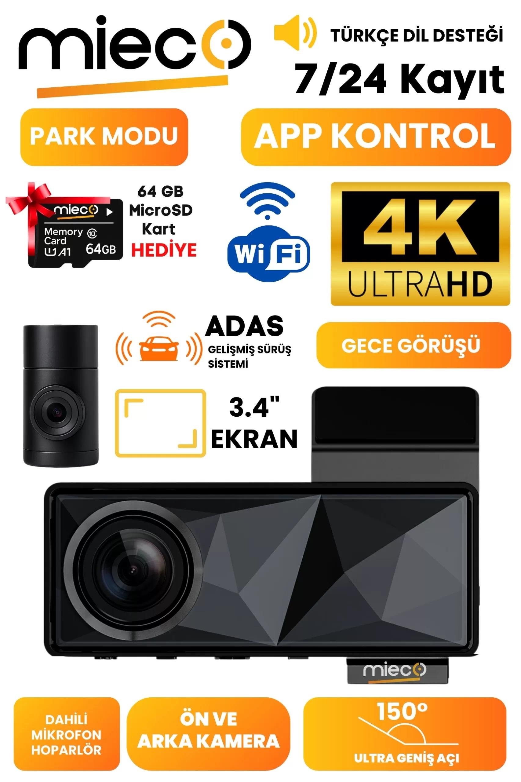 MİECO A11 4K ULLTRA HD ARAÇ İÇİ KAMERAARAÇ KAMERASI