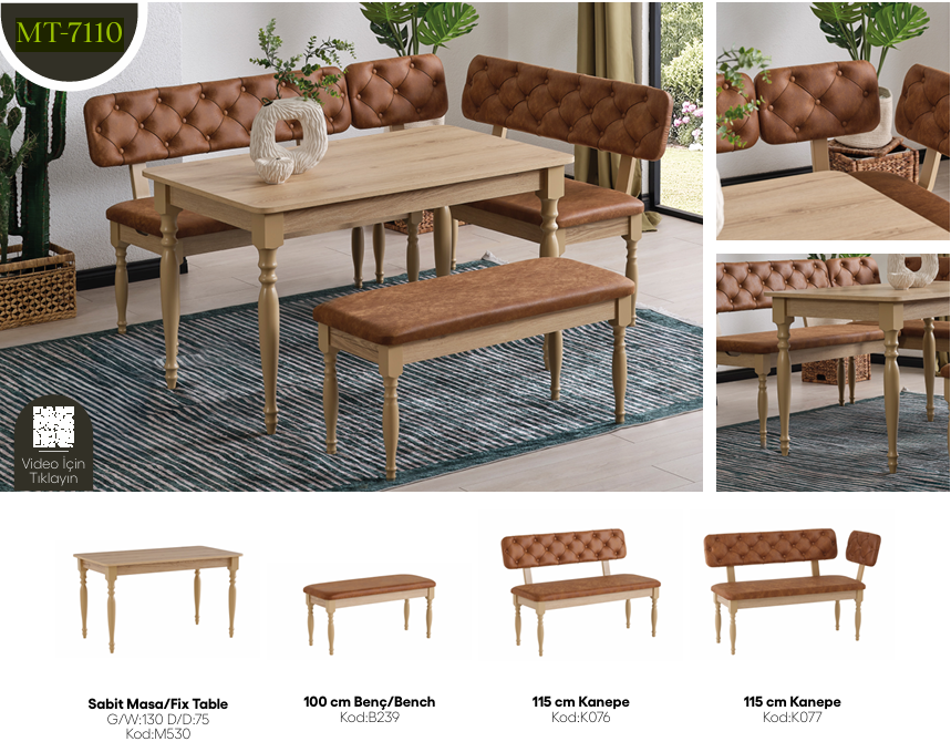 EVİSSA MT-7110 75*130 SABİT MASA TAKIMIMutfak Masa Takımı