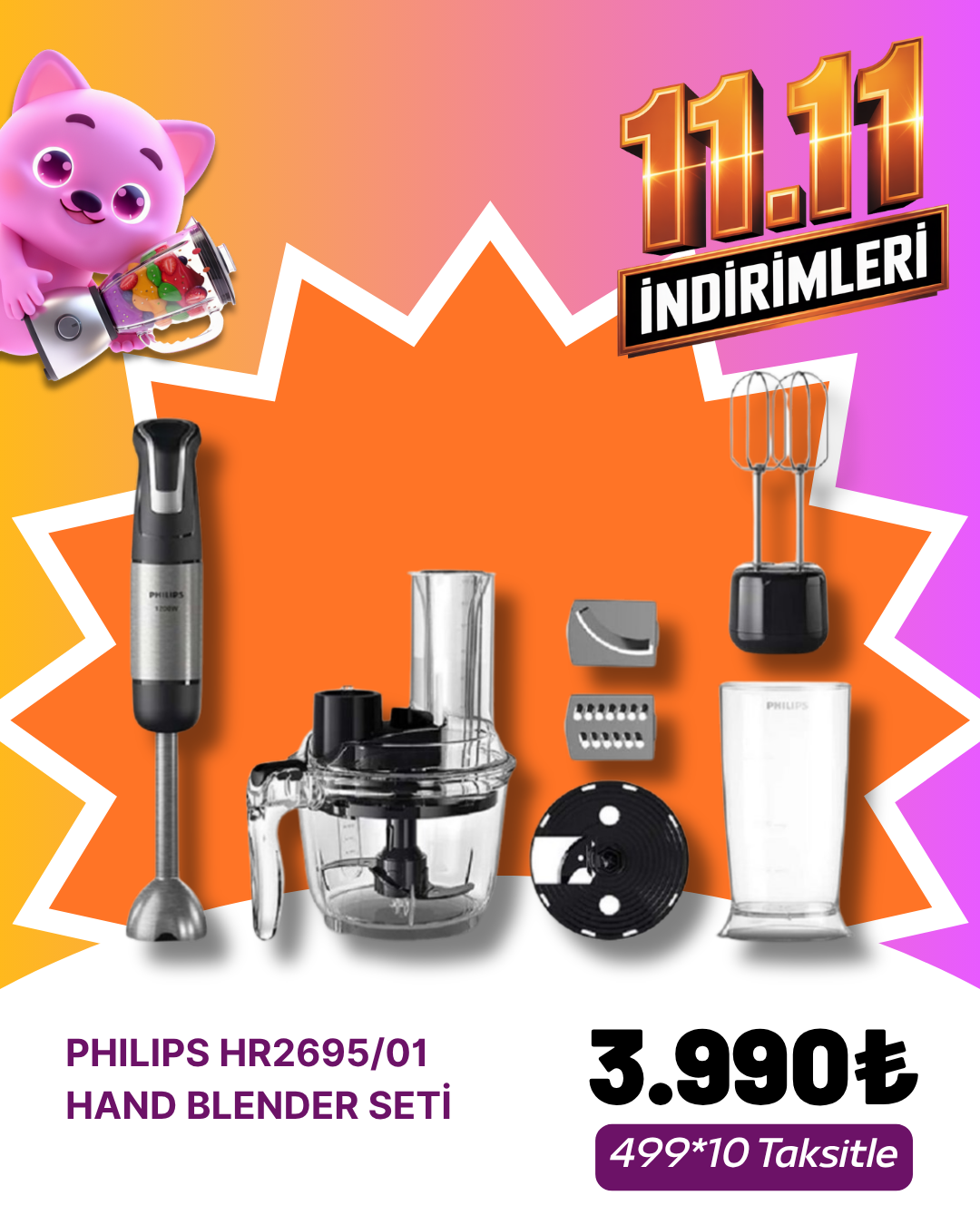 PHILIPS HR2695/01 HAND BLENDER SETİKASIM ZÜCCACİYE&KÜÇÜK EV ALETLERİ KAMPANYASI