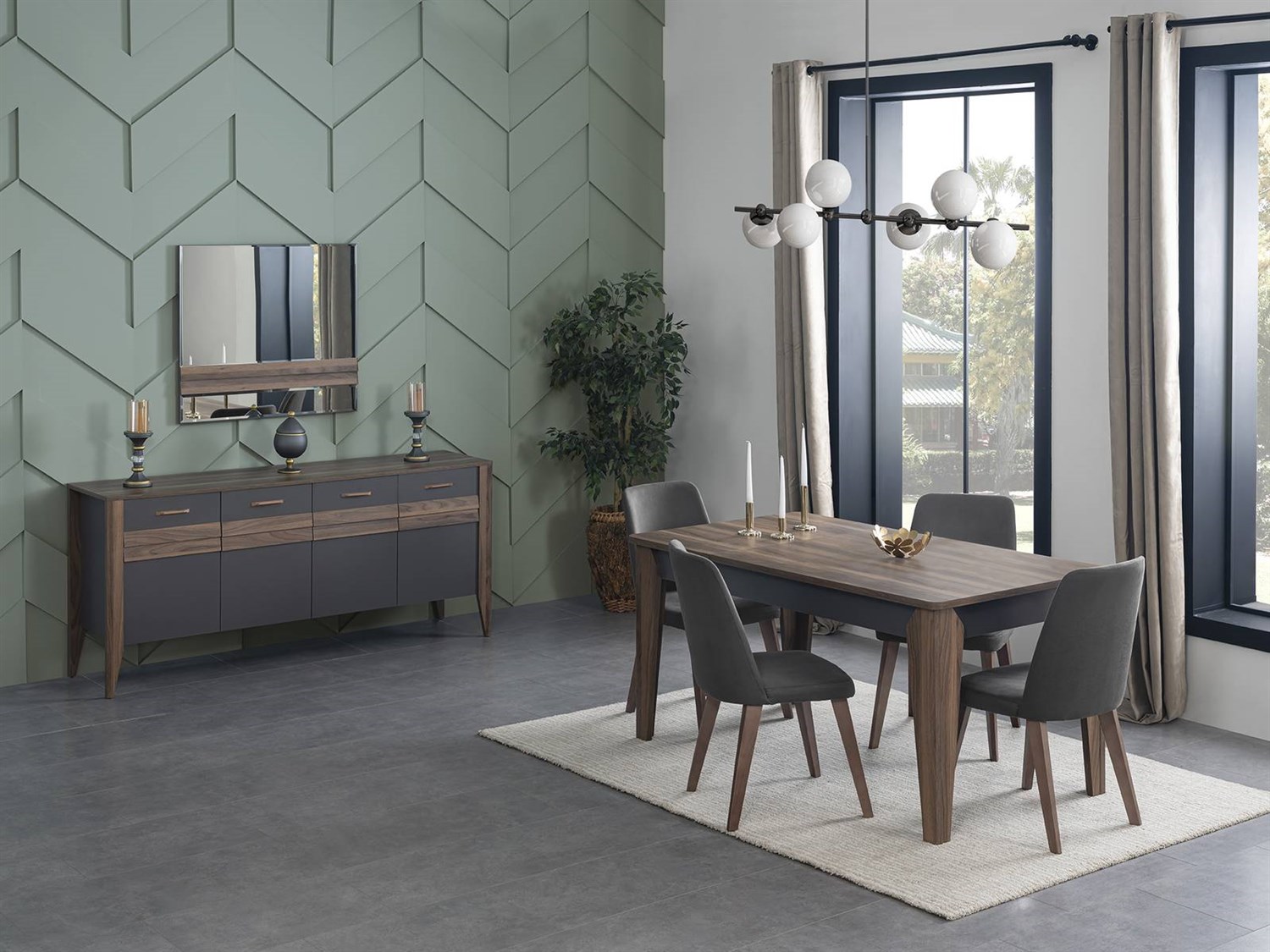 Decohill Puma Yemek Odası Takımı(6 Adet Sand.Ve Ünite Dahil)Modern Yemek Odası Takımı