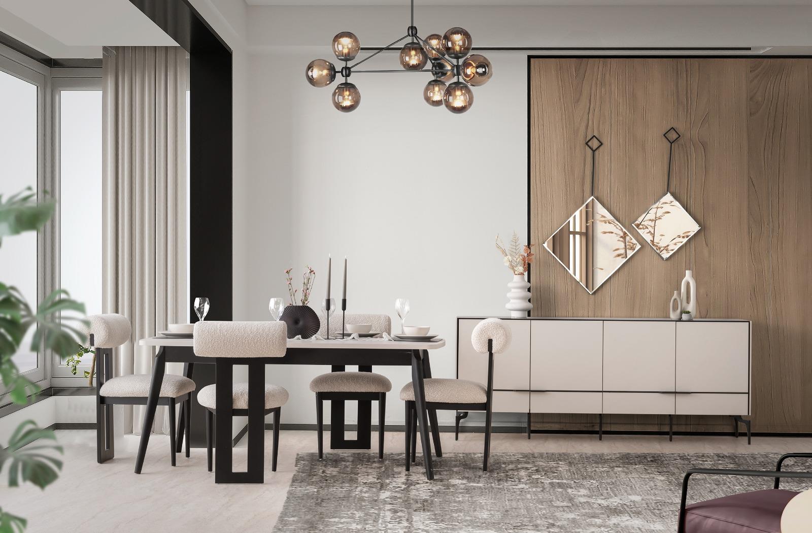 AKYOL NEVADA YEMEK ODASI TAKIMI(ÜNİTE DAHİL-SANDALYESİZ)Modern Yemek Odası Takımı