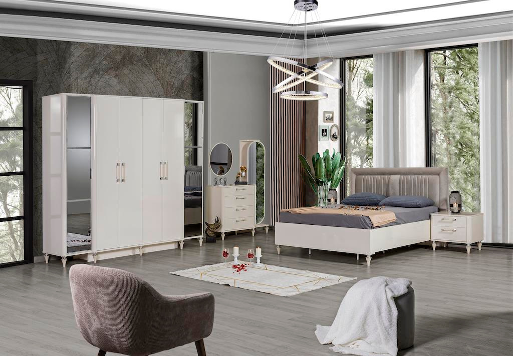 Kzn Fantastica Krem 2 Kapak Ayalı Yatak Odası Takımı- BazalıModern Yatak Odası Takımı