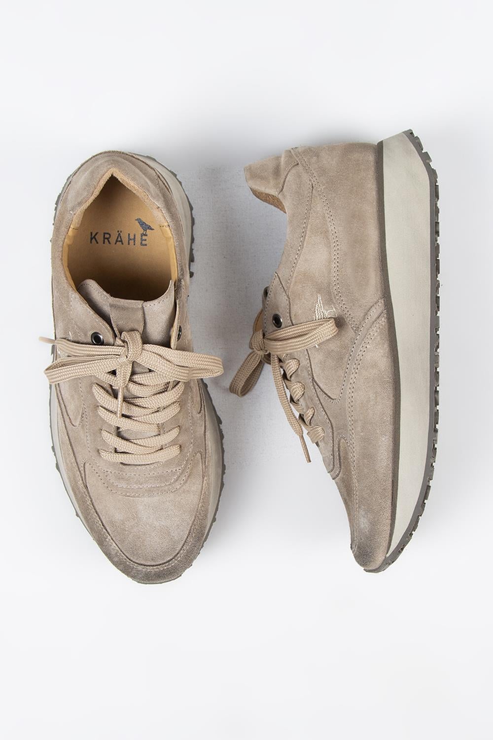 Krahe Calista Erkek Hakiki Deri Bağcıklı Bej Sneakers