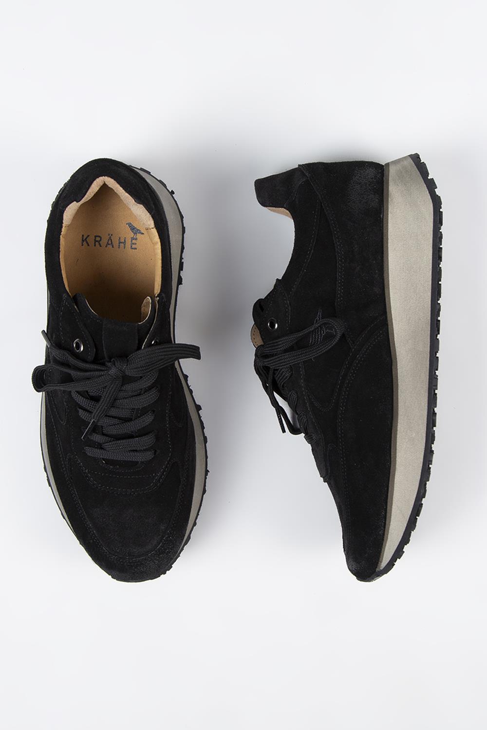 Krahe Calista Erkek Hakiki Deri Bağcıklı Siyah Sneakers