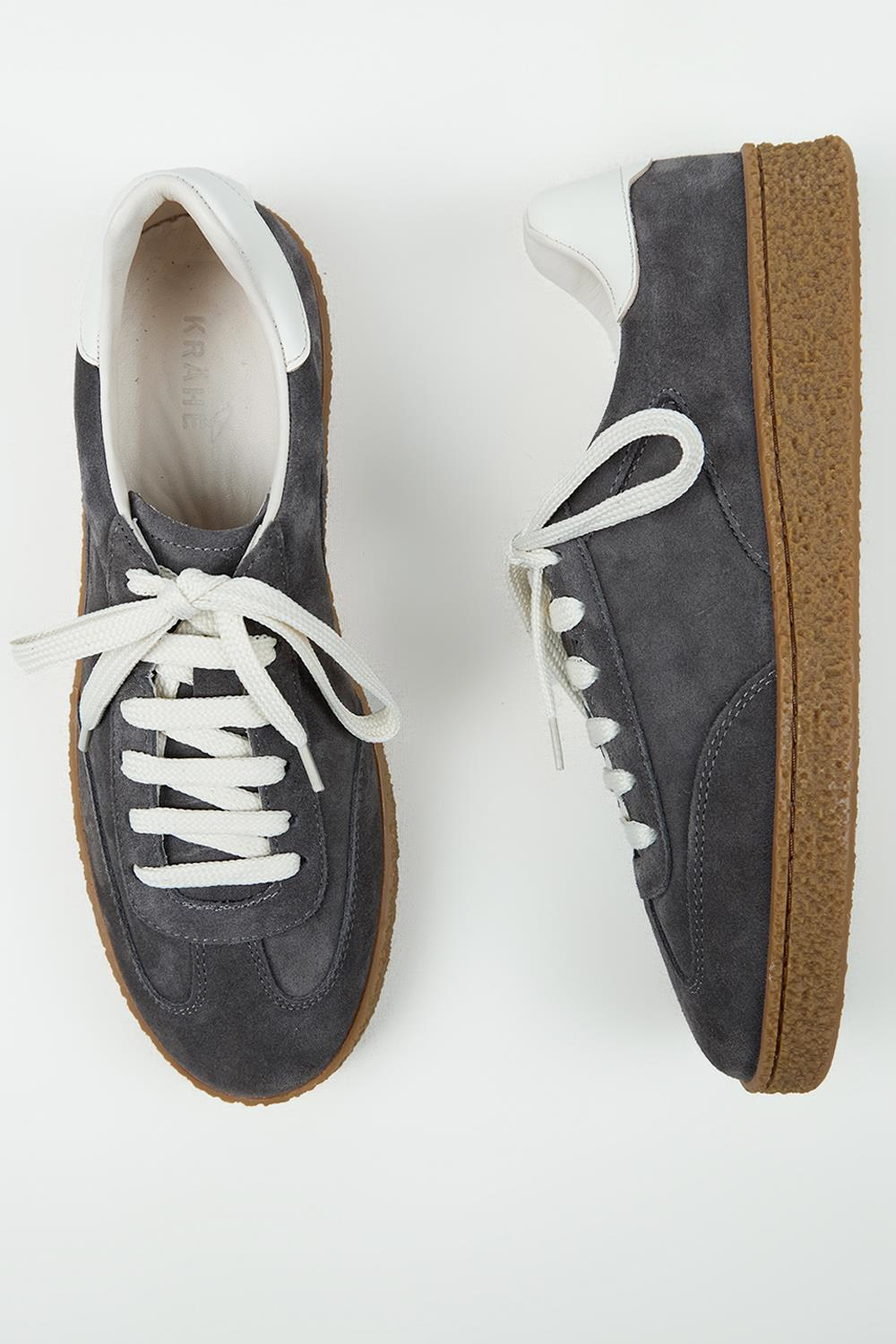 Krahe Palminteri 2 Erkek Hakiki Deri Bağcıklı Antrasit-Ekru Sneakers