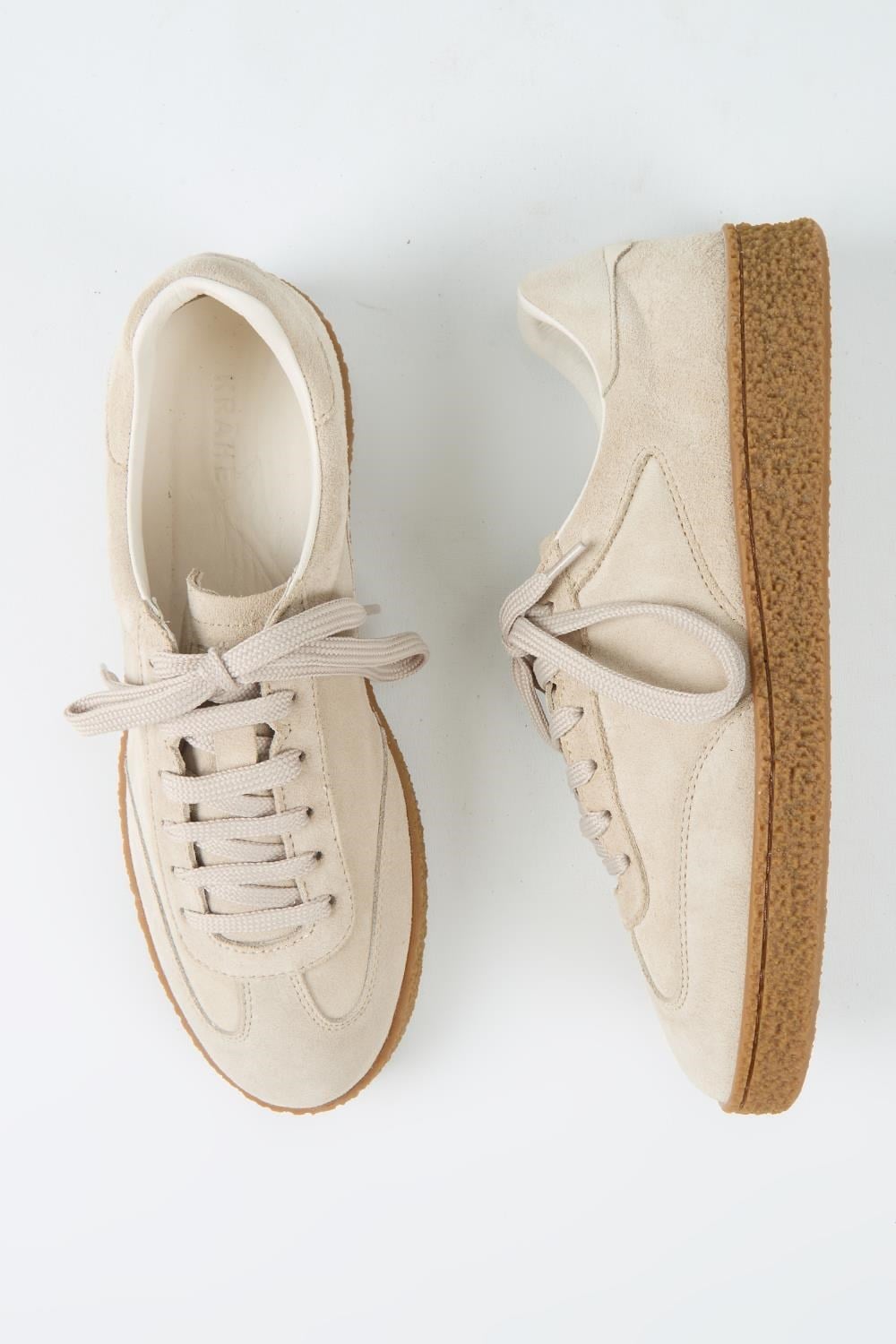 Krahe Palminteri Erkek Hakiki Deri Bağcıklı Bej Sneakers