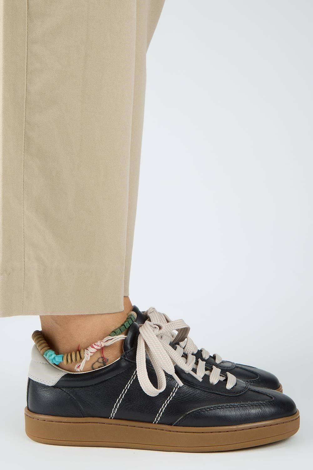 Krahe Pesci Kadın Hakiki Deri Üç Ayrı Alternatif Bağcıklı Siyah Sneakers