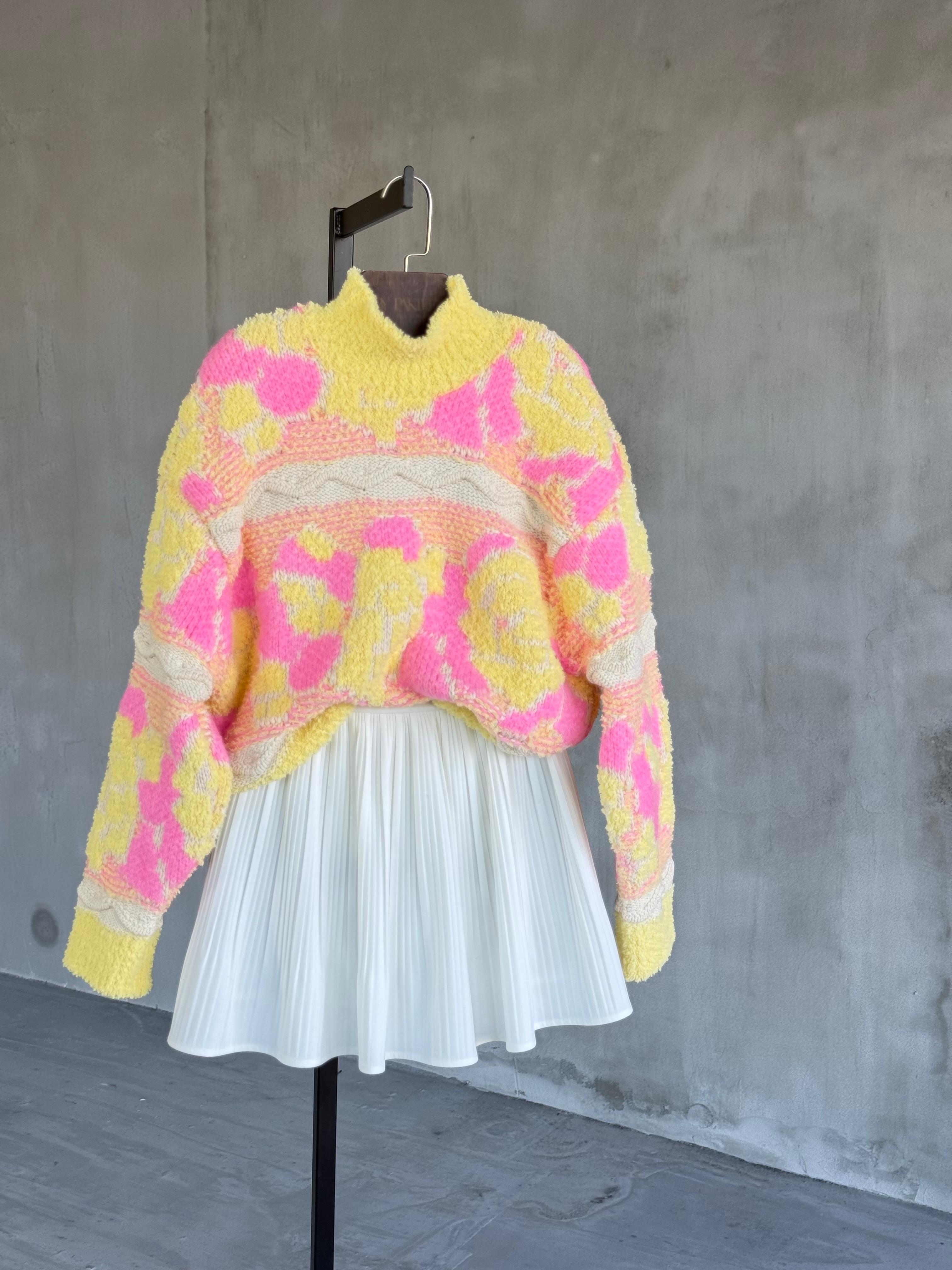  Pastel Kabartma Dokulu Angora Kazak (Renkli)